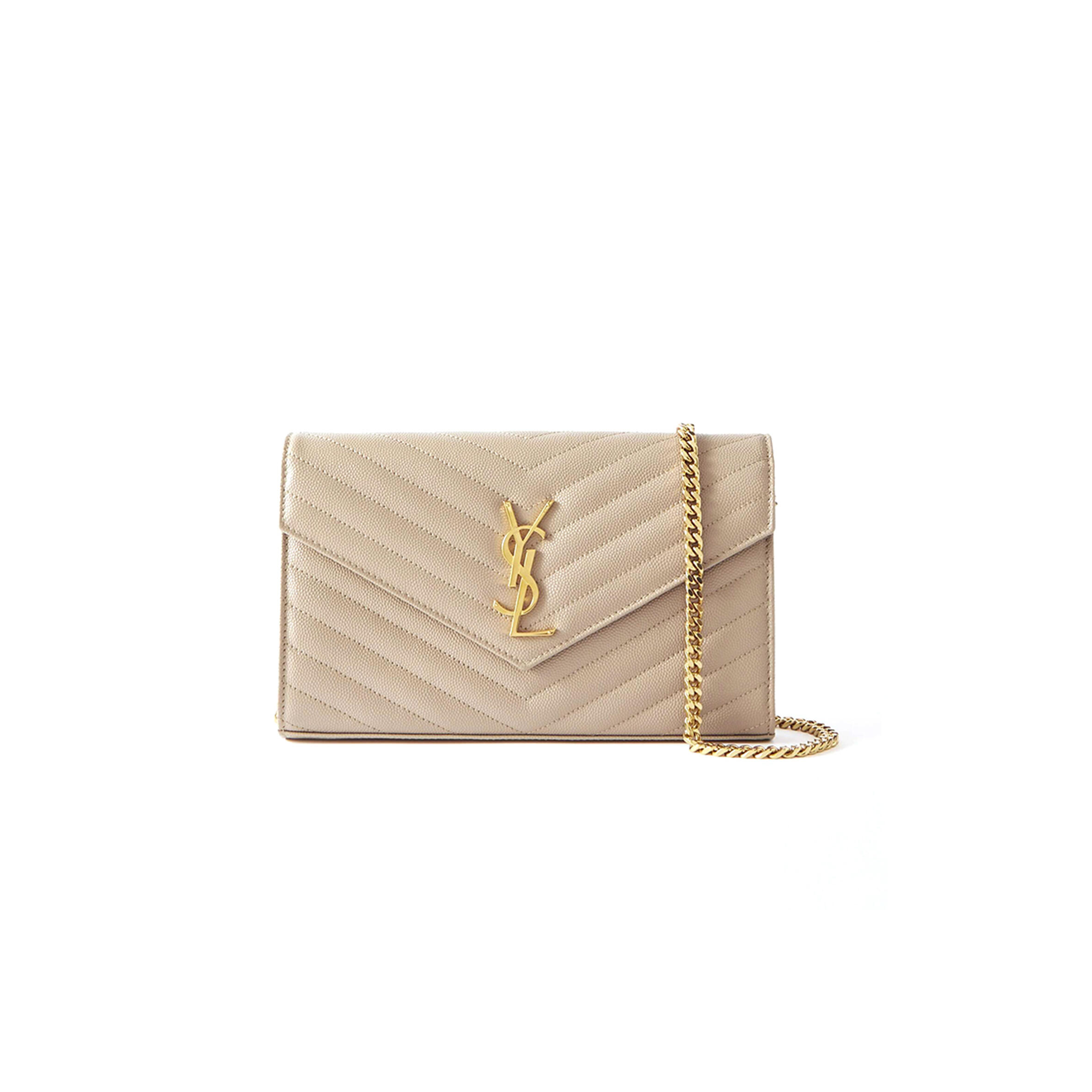 YSL CASSANDRE CHAIN MATELASSÉ TEXTURED-LEATHER WALLET (22.5*14*4cm)